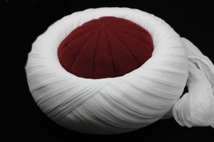 Mujahideen White and Bordeaux imamah, Grand Vizier Islamic Hat, Authentic Muslim Cap Sunnah Turban, Prayer Hat for Men