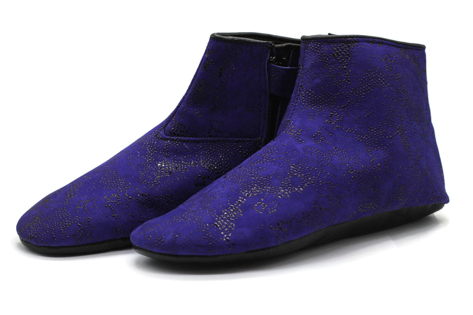 Genuine Leather Purple Feet Warmer with MEN Size, Home Slippers, Khuffain, Wudu Socks, Home Shoes, Moccasin, Grounding Shoes