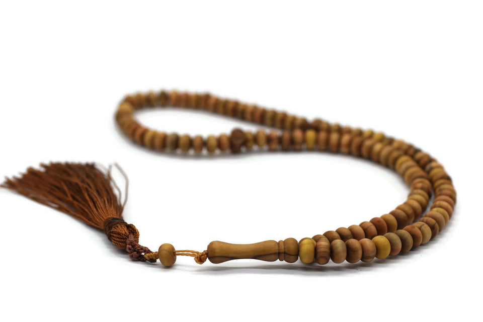 10 Pcs pack of Olive Wood Tasbih, 99 Beads Prayer Beads Misbaha Tesbih Tasbeeh, 4x7 mm Dhikr Beads Rosary Subha Sibha, Umrah Hajj Gifts TSBK