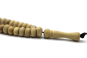 99 Beads Raw Olive Wood Tasbih, Prayer Beads Misbaha Tesbih Tasbeeh, 4.5x6.5 mm Dhikr Beads Rosary Subha Sibha, Umrah Hajj Gifts TSBK