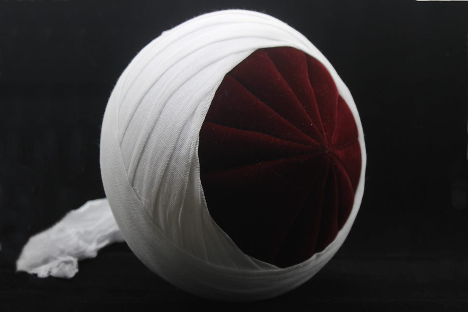 Bordeaux and White Dervish Hat, Unique Islamic Art, Dervish Clothin, Rufaiyyah Hat, Muslim Hat, Sunnah Cap, Prayer Hat, Sufi Hat