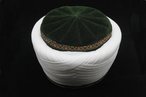 Syrian Style Green and White Imamah, Unique Islamic Art, Imam Pagri Islamic Men's Head Wear, Sunnah Hat