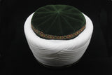 Syrian Style Green and White Imamah, Unique Islamic Art, Imam Pagri Islamic Men's Head Wear, Sunnah Hat
