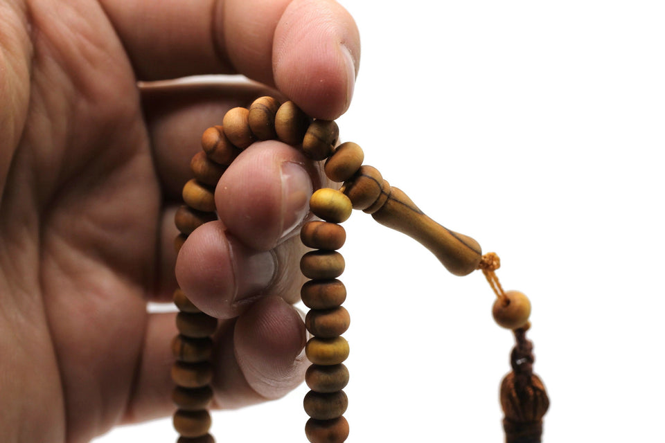 10 Pcs pack of Olive Wood Tasbih, 99 Beads Prayer Beads Misbaha Tesbih Tasbeeh, 4x7 mm Dhikr Beads Rosary Subha Sibha, Umrah Hajj Gifts TSBK