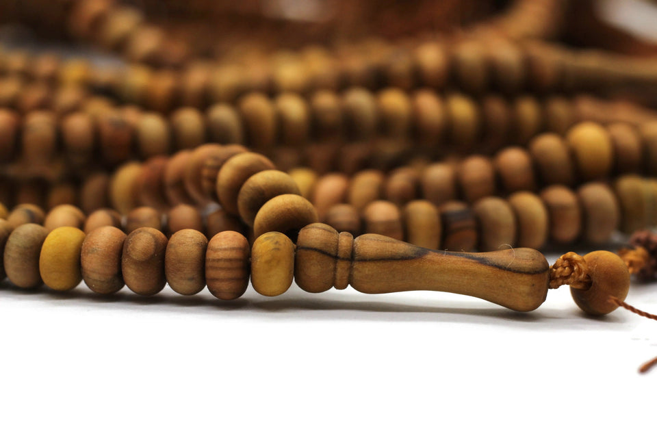 10 Pcs pack of Olive Wood Tasbih, 99 Beads Prayer Beads Misbaha Tesbih Tasbeeh, 4x7 mm Dhikr Beads Rosary Subha Sibha, Umrah Hajj Gifts TSBK