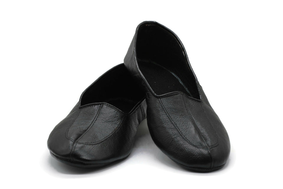Lux Genuine Leather Black Slippers with WOMEN Size | Indoor Socks | Garden Shoes | Indoor House Slippers | Handmade Leather Socks