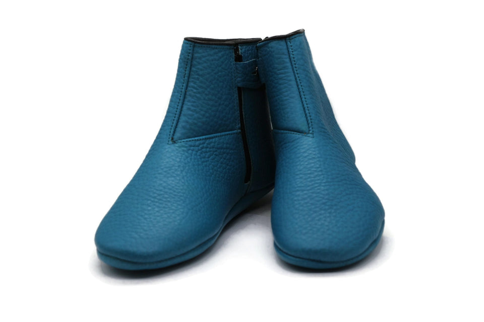 Genuine Leather Light Blue Feet Warmer with MEN Size, Home Slippers, Khuffain, Wudu Socks, Home Shoes, Moccasin, Grounding Shoes