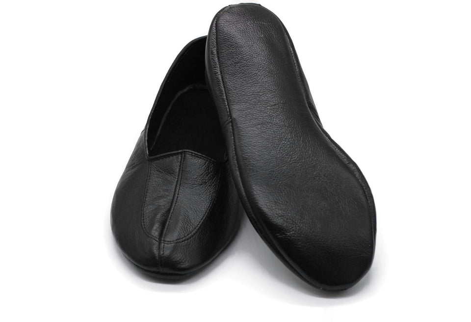 Lux Genuine Leather Black Feet Warmer with Men Size | Winter Socks |Winter Shoes | Unisex House Slippers | Handmade Leather Socks