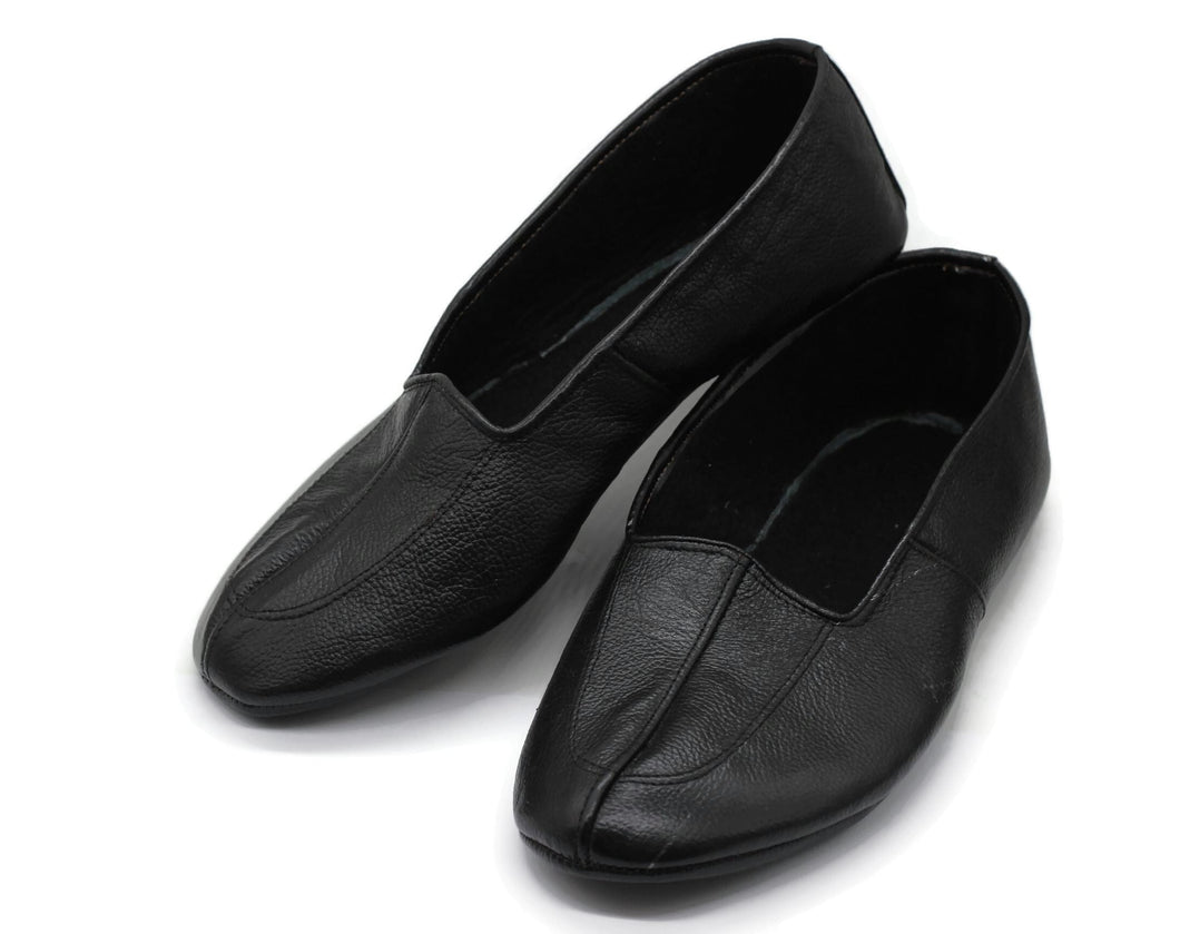 Lux Genuine Leather Black Slippers with WOMEN Size | Indoor Socks | Garden Shoes | Indoor House Slippers | Handmade Leather Socks