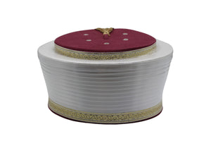Claret Red & White Classic Taqiyyah Islamic Prayer Hat - Enhar Red Kufi imamah mens cap - imamah - Sarik - mosque turban - imamah accessoy