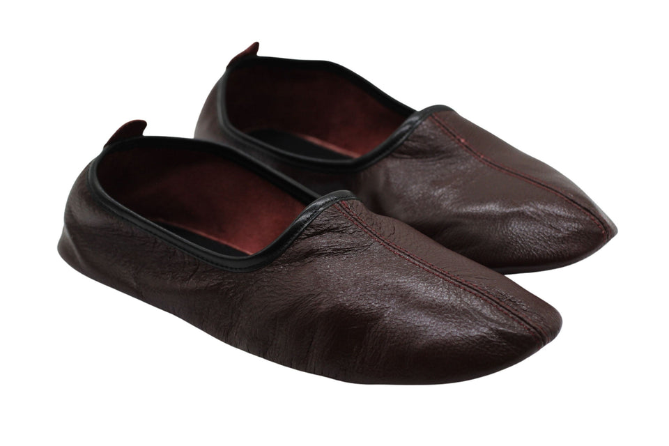 Genuine Leather Bordeaux Slippers Women Size | Unisex House Slippers | Handmade Leather Socks | Leather Home Shoes | Grounding Shoes