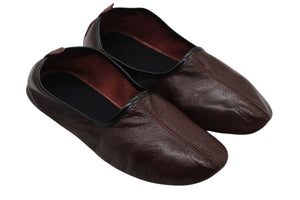 Genuine Leather Bordeaux Slippers MEN Size | Unisex House Slippers | Handmade Leather Socks | Leather Home Shoes
