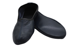 Genuine Leather Dark Blue Slippers Women Size | Unisex House Slippers | Handmade Leather Socks | Leather Home Shoes