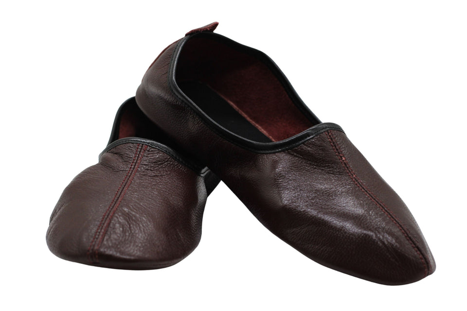 Genuine Leather Bordeaux Slippers Women Size | Unisex House Slippers | Handmade Leather Socks | Leather Home Shoes | Grounding Shoes