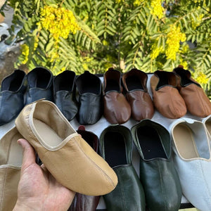 Choose Your Leather Womens Babouche Slippers, Barefoot Moccasins, Tai Chi Shoes, Venetian Slippers, Yemeni Shoes, Flat Grounding Shoes