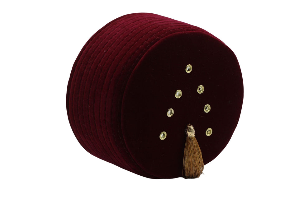 Genuine Egyptian Turkish Red Fez Tarboush Hat Gold Tassel, Doctor Who Fez Hat with 6 holes