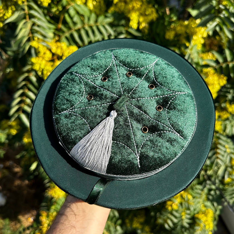 Green Satin Fez Imamah, Classic Imams Hat, Muslim Cap, Chachia beanie headcover Islam Muslim hat taqiya tequila, Prayer Cap, Kufi