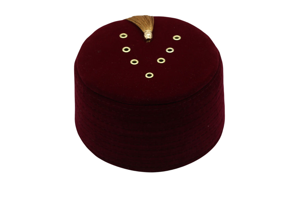 Genuine Egyptian Turkish Red Fez Tarboush Hat Gold Tassel, Doctor Who Fez Hat with 6 holes