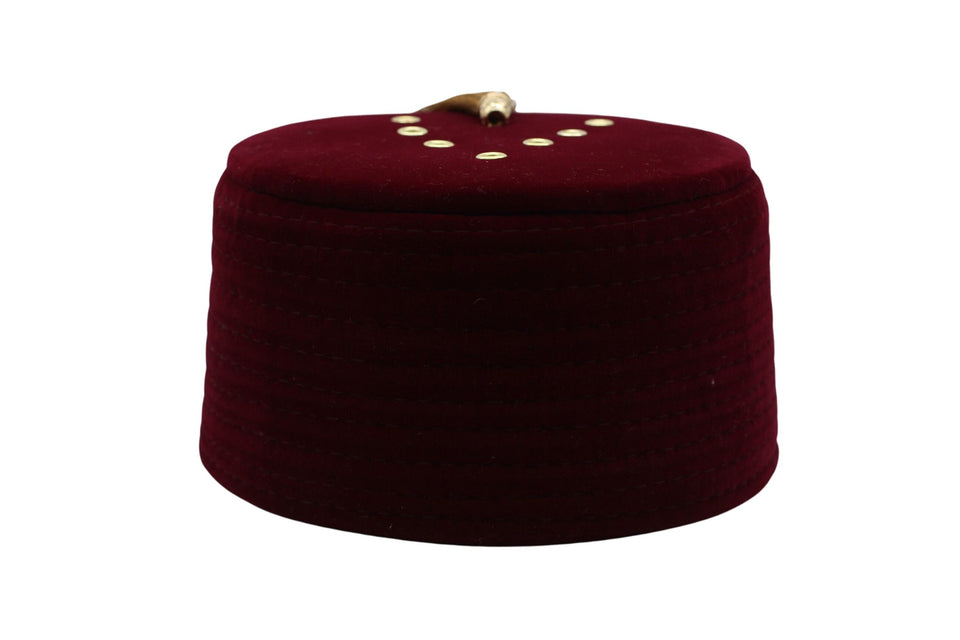 Genuine Egyptian Turkish Red Fez Tarboush Hat Gold Tassel, Doctor Who Fez Hat with 6 holes