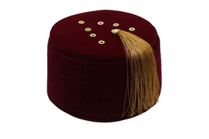 Genuine Egyptian Turkish Red Fez Tarboush Hat Gold Tassel, Doctor Who Fez Hat with 6 holes