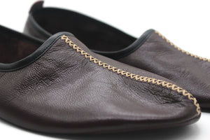 Genuine Leather Bordeaux Babouche Slippers in WOMENS SIZE Handmade from Soft Leather, Traditional babouche slippers, Home Shoes
