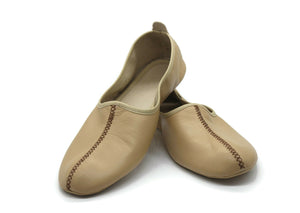 Genuine Leather Cream Babouche Slippers Handmade from Soft Leather, Traditional babouche slippers, WOMENS traditional shoes, Home Shoes