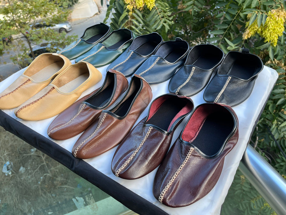 Genuine Leather Babouche Tawaf Shoes in Women Size, Pick Your Color Leather Slippers, Home Shoes, House Slippers, Barefoot Moccasins