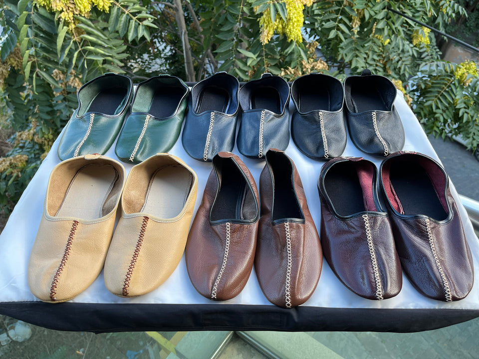 Genuine Leather Beige Babouche Tawaf Shoes in Women Size, Leather Slippers, Home Shoes, House Slippers, Barefoot Moccasins