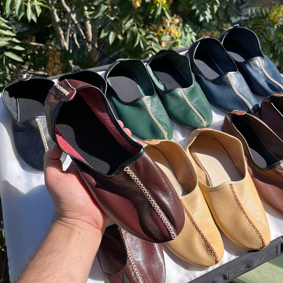 Genuine Leather Babouche Tawaf Shoes in Women Size, Pick Your Color Leather Slippers, Home Shoes, House Slippers, Barefoot Moccasins