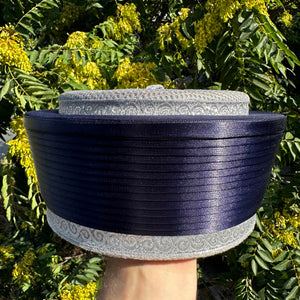 Grey and Blue Satin Fez Imamah, Classic Imams Hat, Muslim Cap, Chachia beanie headcover Islam Muslim hat taqiya tequila, Prayer Cap, Kufi