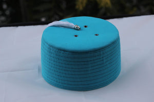 Genuine Egyptian Turkish Blue Fez Tarboush Hat White Tassel, Doctor Who Fez Hat with 3 holes, Moorish Hat