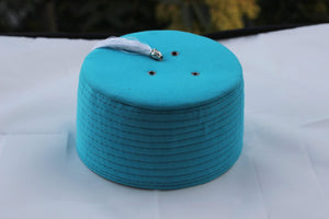 Genuine Egyptian Turkish Blue Fez Tarboush Hat White Tassel, Doctor Who Fez Hat with 3 holes, Moorish Hat