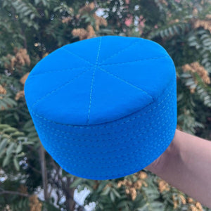 Plain Blue Kufi Hat, Islamic Beanie Prayer Hat, Ideal for Wrapping Imamah, Muslims Hat, Muslim hat taqiya