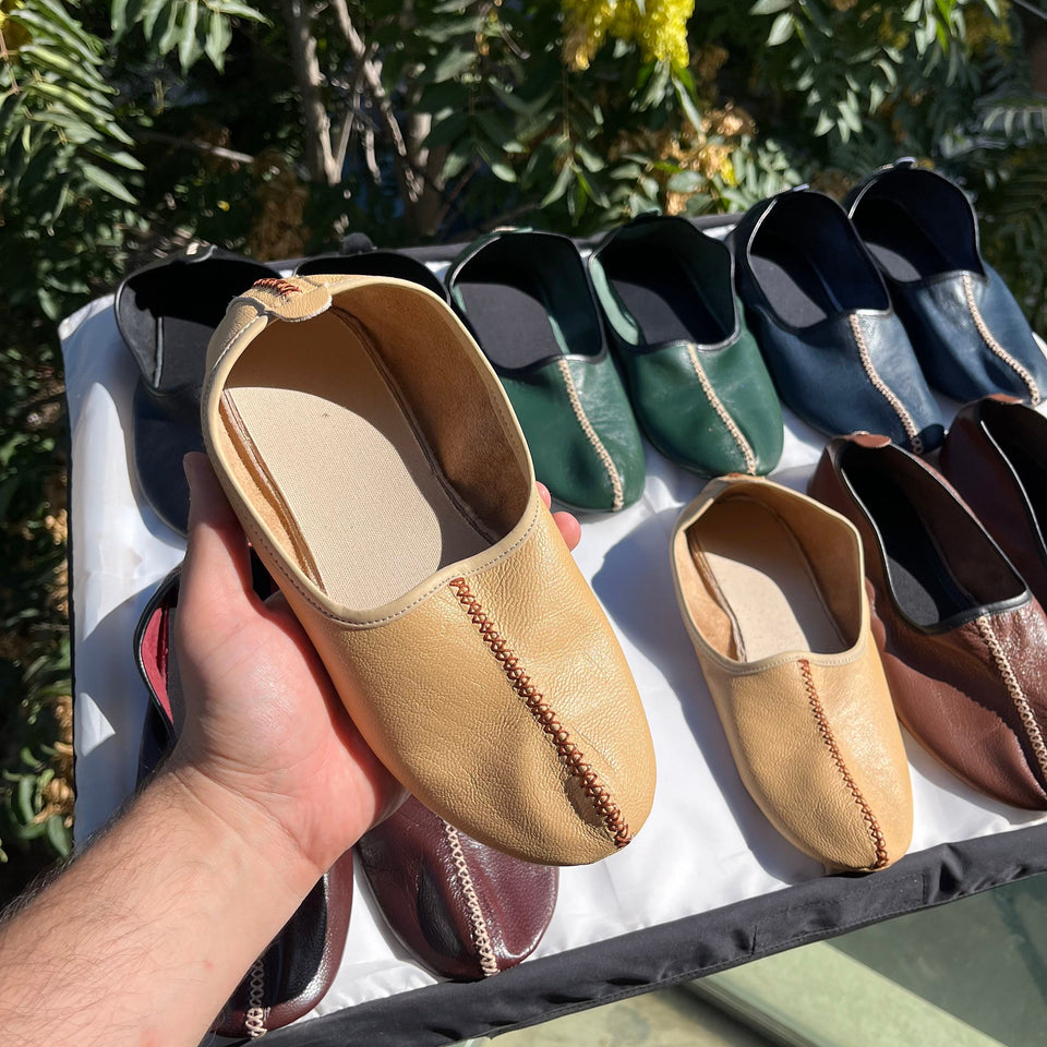 Genuine Leather Babouche Tawaf Shoes in Women Size, Pick Your Color Leather Slippers, Home Shoes, House Slippers, Barefoot Moccasins