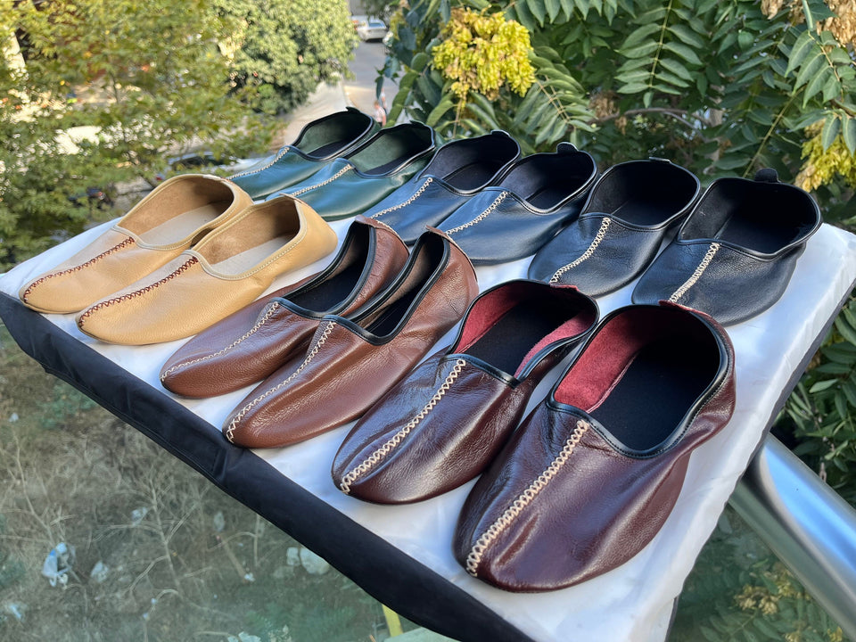 Genuine Leather Babouche Tawaf Shoes in Mens Size, Pick Your Color Leather Slippers, Home Shoes, House Slippers, Aladin Shoes