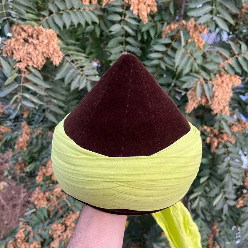 Green to Light Green Mens Haqqani Imamah, Cyprus Style Islamic Cap, Unique Islamic Art, Haqqani Sufi Order, Islamic Men's Head Wear
