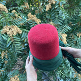 Genuine Wool Felt Mawlawi Hat with Dark Green Turban, Mawlawiyah Sufi Kufi Hat, Traditional Destar Sikke Islamic Cap, Ottoman Fez Hat