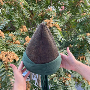 Genuine Wool Naqshbandi Cap Dark Green Wrapped, Haqqani Imamah, Unique Islamic Art, Ijazah Cap, Imam Pagri Islamic Men's Hat