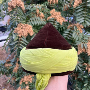 Green to Light Green Mens Haqqani Imamah, Cyprus Style Islamic Cap, Unique Islamic Art, Haqqani Sufi Order, Islamic Men's Head Wear