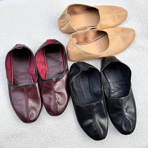 Genuine Leather Beige Tawaf Shoes in Men Size, Leather Slippers, Home Shoes, House Slippers with Leather Insole, Grounding Shoes