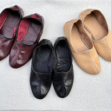Genuine Leather Beige Tawaf Shoes in Men Size, Leather Slippers, Home Shoes, House Slippers with Leather Insole, Grounding Shoes