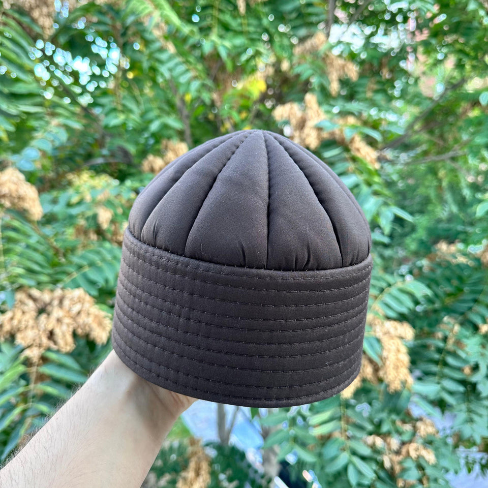 Dark Brown Toparlak Kufi Hat, Muslim Cap, Taqiya Takke Peci, Rigid Prayer Cap, Turkish Muslim Islamic Hat, Skull Cap