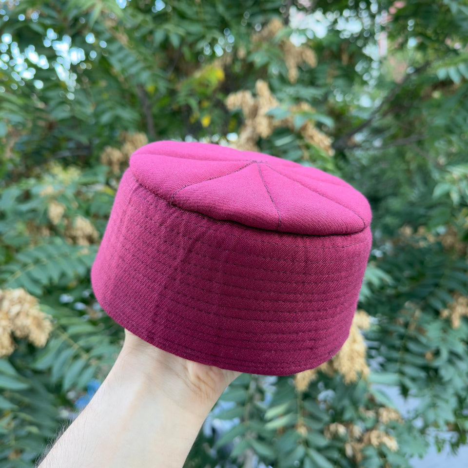 Bordeaux Sufi Kufi Hat, Muslim Cap, Taqiya Takke Peci, Rigid Prayer Cap, Turkish Muslim Islamic Hat, Skull Cap