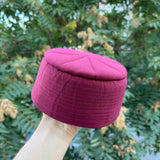 Bordeaux Sufi Kufi Hat, Muslim Cap, Taqiya Takke Peci, Rigid Prayer Cap, Turkish Muslim Islamic Hat, Skull Cap