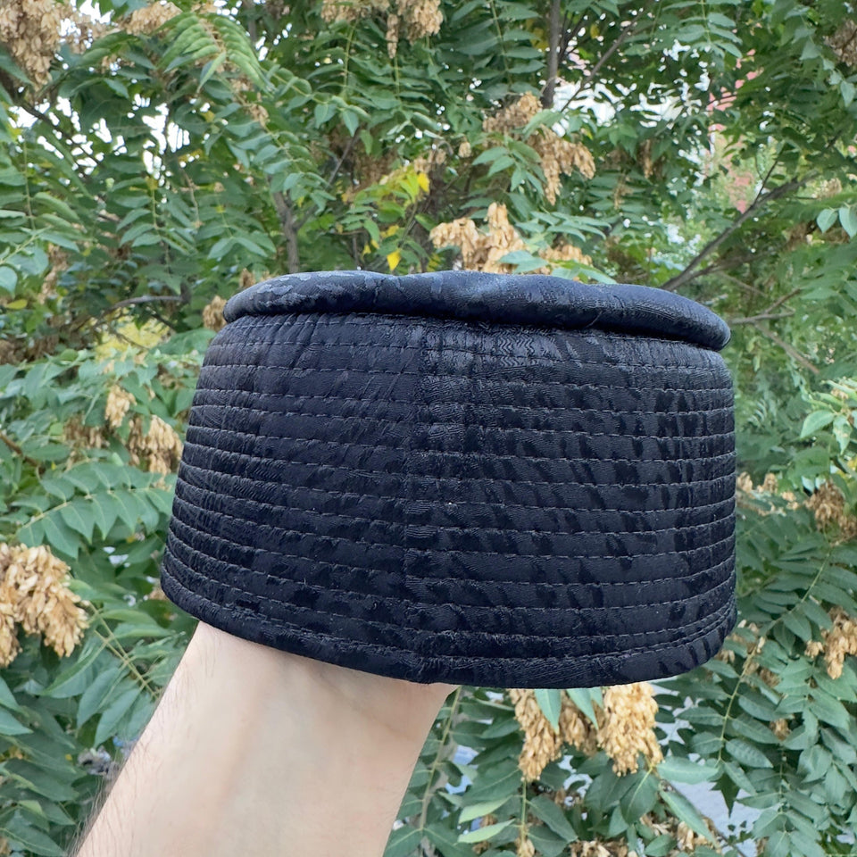 Lux Black Sufi Kufi Hat, Muslim Cap, Taqiya Takke Peci, Rigid Prayer Cap, Turkish Muslim Islamic Hat, Skull Cap