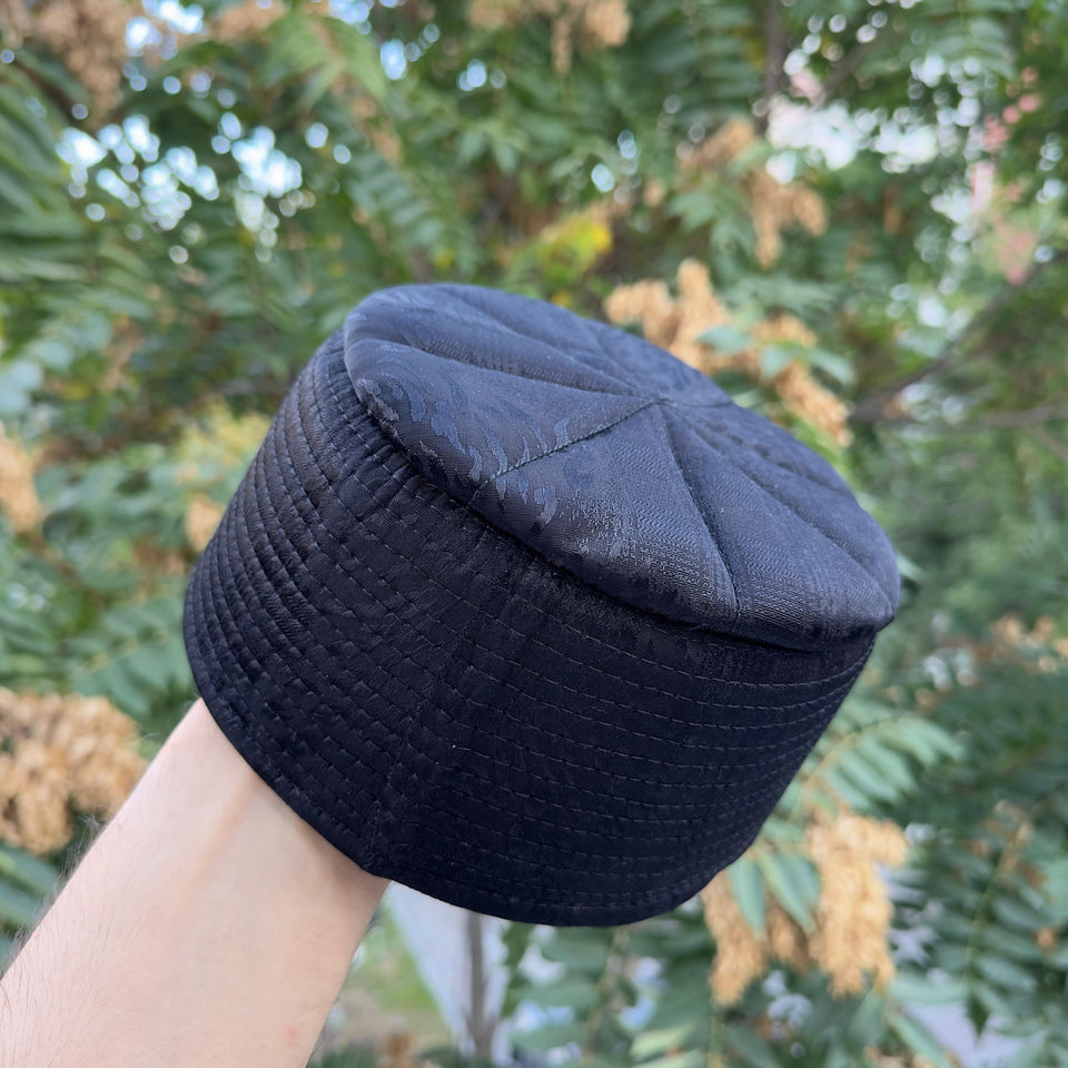 Lux Black Sufi Kufi Hat, Muslim Cap, Taqiya Takke Peci, Rigid Prayer Cap, Turkish Muslim Islamic Hat, Skull Cap