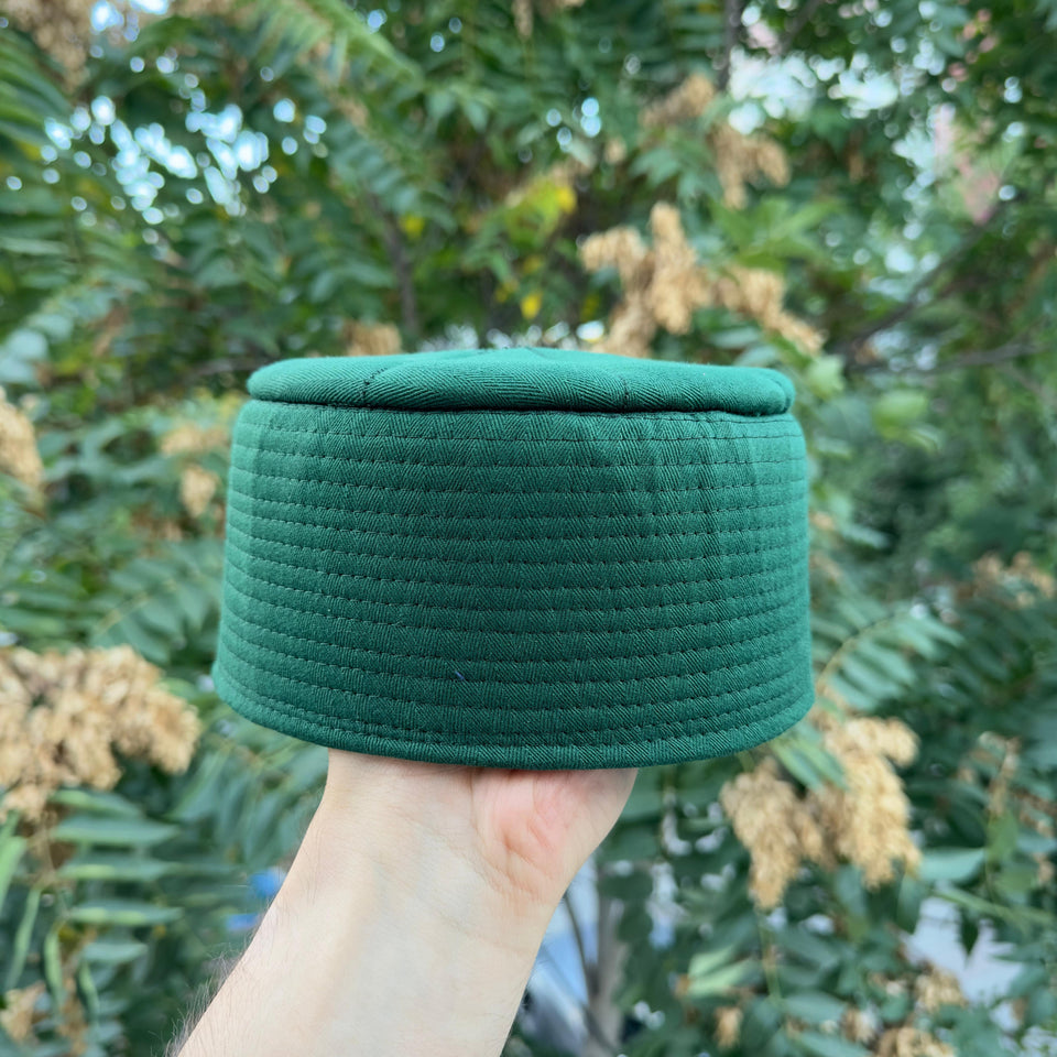 Green Sufi Kufi Hat, Muslim Cap, Taqiya Takke Peci, Rigid Prayer Cap, Turkish Muslim Islamic Hat, Skull Cap