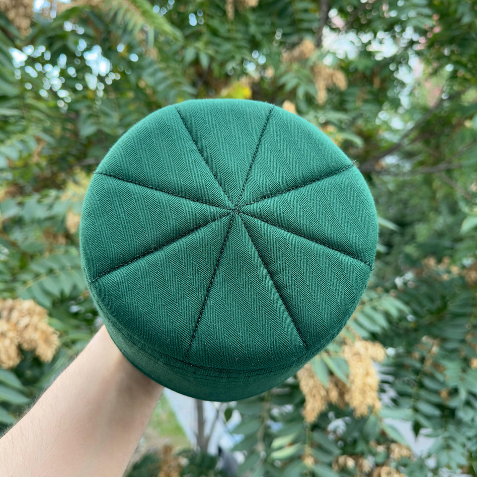 Green Sufi Kufi Hat, Muslim Cap, Taqiya Takke Peci, Rigid Prayer Cap, Turkish Muslim Islamic Hat, Skull Cap