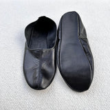 Black Leather Slippers for Men