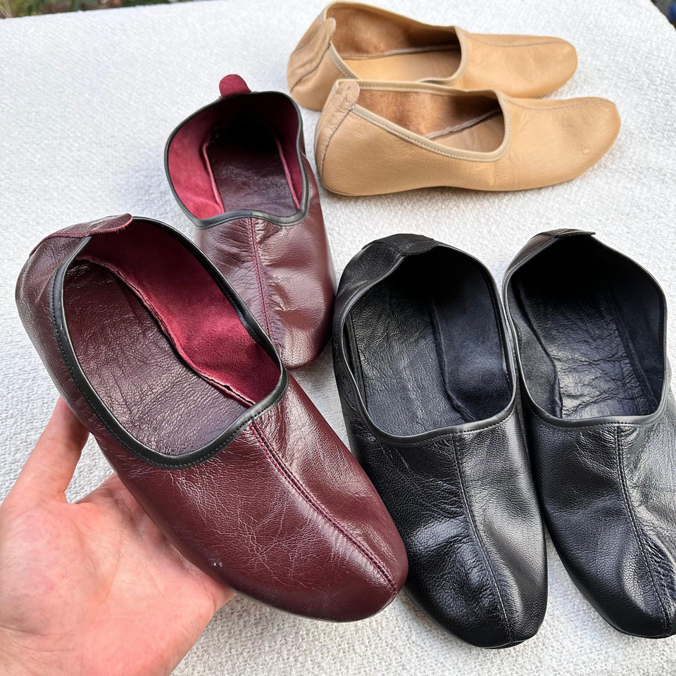 Genuine Leather Handmade Tawaf Shoes in Men Size, Pick Your Color Leather Slippers, Home Shoes, House Slippers with Leather Insole